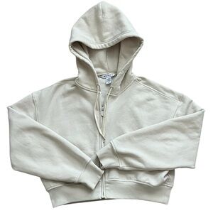 Athleta Forever Fleece Crop Full Zip Hoodie - Bone - Size XS